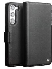 QIALINO For Samsung Galaxy S23+ Wallet Case Genuine Leather Magnetic Closure Flip Phone Cover Black Samsung Galaxy S23+ by The Case Factory