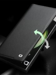 QIALINO For Samsung Galaxy S22 Ultra Wallet Case Genuine Leather Magnetic Closure Flip Phone Cover by The Case Factory