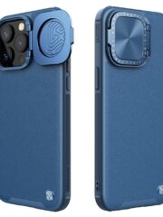 NILLKIN CamShield Prop for iPhone 15 Pro Case Lens Cover PU Leather Phone Cover Blue iPhone 15 Pro by The Case Factory
