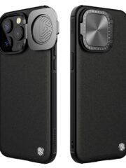 NILLKIN CamShield Prop for iPhone 15 Pro Case Lens Cover PU Leather Phone Cover Black iPhone 15 Pro by The Case Factory