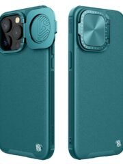 NILLKIN CamShield Prop for iPhone 15 Pro Case Lens Cover Magnetic PU Leather Phone Protector Green iPhone 15 Pro by The Case Factory