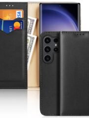 DUX DUCIS Hivo Series for Samsung Galaxy S24 Ultra Case Cowhide Leather Wallet Flip Cover Black Samsung Galaxy S24 Ultra by The Case Factory