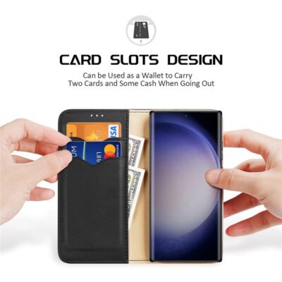 DUX DUCIS Hivo Series for Samsung Galaxy S24 Ultra Case Cowhide Leather Wallet Flip Cover by The Case Factory