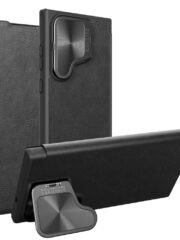 NILLKIN Qin Prop Series for Samsung Galaxy S24+ Leather Case Kickstand Card Holder Phone Cover Black Samsung Galaxy S24+ by The Case Factory