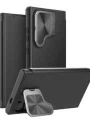 NILLKIN Qin Prop Series for Samsung Galaxy S24+ Leather Case Kickstand Card Holder Phone Cover Litchi Texture Black Samsung Galaxy S24+ by The Case Factory