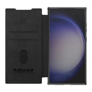 NILLKIN Qin Prop Series for Samsung Galaxy S24 Ultra Leather Case Camera Lid Kickstand Phone Cover by The Case Factory