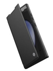 NILLKIN Qin Prop Series for Samsung Galaxy S24 Ultra Leather Case Camera Lid Kickstand Phone Cover by The Case Factory
