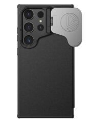 NILLKIN Qin Prop Series for Samsung Galaxy S24 Ultra Leather Case Camera Lid Kickstand Phone Cover by The Case Factory