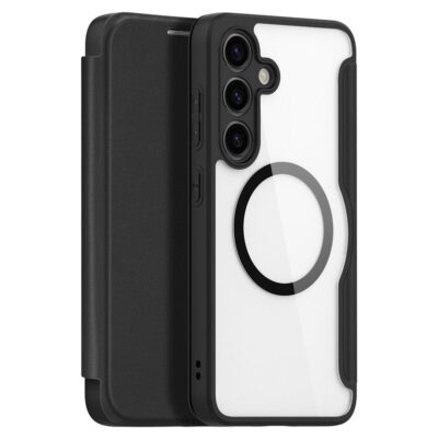 DUX DUCIS Skin X Pro Series For Samsung Galaxy S24 Leather Case Flip Cover | Compatible with MagSafe Black Samsung Galaxy S24 by The Case Factory