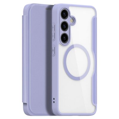 For Samsung Galaxy S24+ Leather Case DUX DUCIS Skin X Pro Series Flip Cover Compatible with MagSafe Purple by The Case Factory