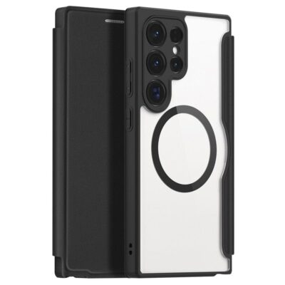DUX DUCIS Skin X Pro Series For Samsung Galaxy S24 Ultra Leather Case Flip Cover | Compatible with MagSafe Black Samsung Galaxy S24 Ultra by The Case Factory