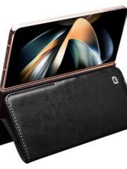 QIALINO For Samsung Galaxy Z Fold4 Wallet Case Waxy Genuine Leather Flip Phone Cover with Magnetic Closure by The Case Factory