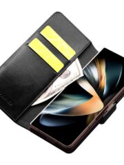 QIALINO For Samsung Galaxy Z Fold4 Wallet Case Waxy Genuine Leather Flip Phone Cover with Magnetic Closure by The Case Factory