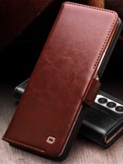QIALINO For Samsung Galaxy Z Fold4 Wallet Case Waxy Genuine Leather Flip Phone Cover with Magnetic Closure by The Case Factory