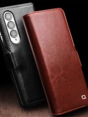 QIALINO For Samsung Galaxy Z Fold4 Wallet Case Waxy Genuine Leather Flip Phone Cover with Magnetic Closure by The Case Factory