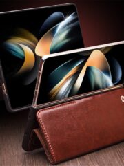 QIALINO For Samsung Galaxy Z Fold4 Wallet Case Waxy Genuine Leather Flip Phone Cover with Magnetic Closure by The Case Factory