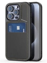 DUX DUCIS Rafi II Series for iPhone 15 Pro Max Case RFID Blocking Card Slots Leather Cover | Compatible with MagSafe Black iPhone 15 Pro Max by The Case Factory