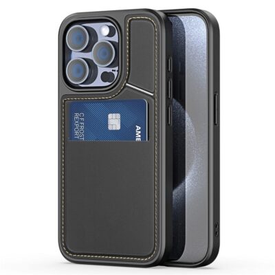 DUX DUCIS Rafi II Series for iPhone 15 Pro Max Case RFID Blocking Card Slots Leather Cover | Compatible with MagSafe Black iPhone 15 Pro Max by The Case Factory