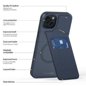 DUX DUCIS Rafi II Series for iPhone 15 Plus Kickstand Case RFID Blocking Card Holder Magnetic Phone Cover by The Case Factory