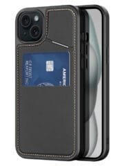 DUX DUCIS Rafi II Series for iPhone 15 Plus Kickstand Case RFID Blocking Card Holder Magnetic Phone Cover Black iPhone 15 Plus by The Case Factory