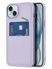 DUX DUCIS Rafi II Series for iPhone 15 Plus Kickstand Case RFID Blocking Card Holder Magnetic Phone Cover Purple iPhone 15 Plus by The Case Factory