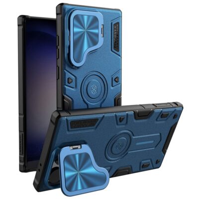 NILLKIN CamShield Armor Prop Case for Samsung Galaxy S24 Ultra PC-TPU Phone Cover with Camera Cover Blue Samsung Galaxy S24 Ultra by The Case Factory