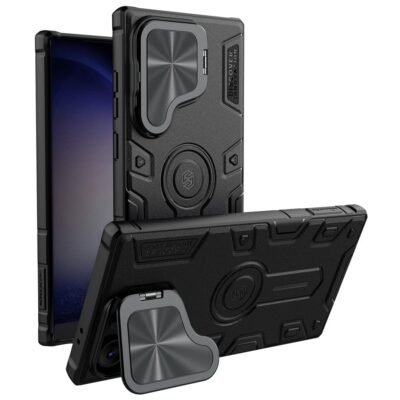 NILLKIN CamShield Armor Prop Case for Samsung Galaxy S24 Ultra Camera Lid PC-TPU Cover | Compatible with MagSafe Black Samsung Galaxy S24 Ultra by The Case Factory
