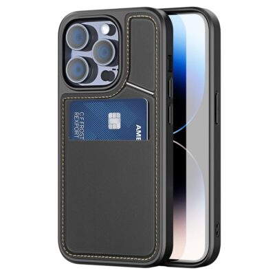 DUX DUCIS Rafi II Series for iPhone 14 Pro Case RFID Blocking Card Holders Magnetic Leather Cover Black iPhone 14 Pro by The Case Factory