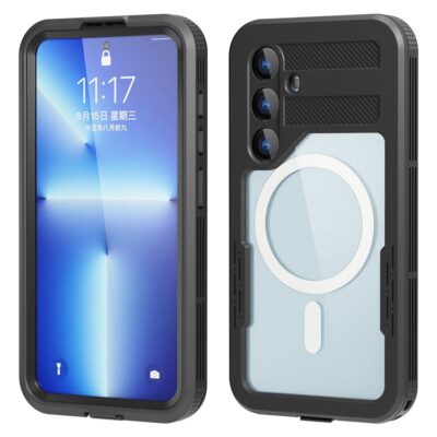 REDPEPPER For Samsung Galaxy S24 IP68 Waterproof Magnetic Case Clear Phone Cover Black Samsung Galaxy S24 by The Case Factory