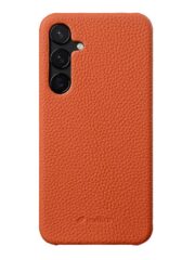 MELKCO For Samsung Galaxy S24 Premium Genuine Leather Open Edge Phone Cover Orange Samsung Galaxy S24 by The Case Factory