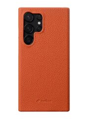 MELKCO For Samsung Galaxy S24 Ultra Premium Genuine Leather Open Edge Phone Cover Orange Samsung Galaxy S24 Ultra by The Case Factory
