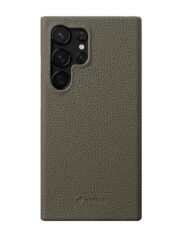 MELKCO For Samsung Galaxy S24 Ultra Premium Genuine Leather Open Edge Phone Cover Grey Samsung Galaxy S24 Ultra by The Case Factory