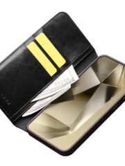 QIALINO For Samsung Galaxy S24 Wallet Case Waxy Genuine Cow Leather Flip Phone Cover by The Case Factory