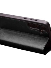 QIALINO For Samsung Galaxy S24 Wallet Case Waxy Genuine Cow Leather Flip Phone Cover by The Case Factory