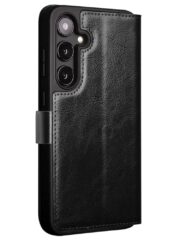 QIALINO For Samsung Galaxy S24 Wallet Case Waxy Genuine Cow Leather Magnetic Closure Flip Phone Cover by The Case Factory
