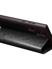 QIALINO For Samsung Galaxy S24 Ultra Wallet Case Waxy Genuine Leather Flip Phone Cover by The Case Factory