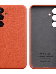 MELKCO For Samsung Galaxy S24 Case Premium Genuine Leather Full-Wrap Phone Cover Orange Samsung Galaxy S24 by The Case Factory