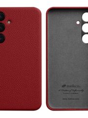 MELKCO For Samsung Galaxy S24 Case Premium Genuine Leather Full-Wrap Phone Cover Red Samsung Galaxy S24 by The Case Factory