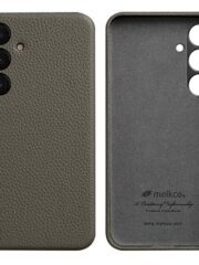 MELKCO For Samsung Galaxy S24 Case Premium Genuine Leather Full-Wrap Phone Cover Grey Samsung Galaxy S24 by The Case Factory