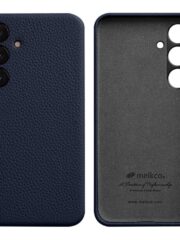 MELKCO For Samsung Galaxy S24 Case Premium Genuine Leather Full-Wrap Phone Cover Dark Blue Samsung Galaxy S24 by The Case Factory