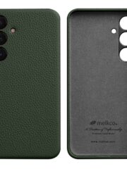 MELKCO For Samsung Galaxy S24 Case Premium Genuine Leather Full-Wrap Phone Cover Green Samsung Galaxy S24 by The Case Factory