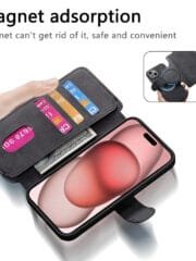 CASENEO MW-03 For iPhone 15 Case Magnetic Detachable Wallet Leather Flip Phone Cover by The Case Factory