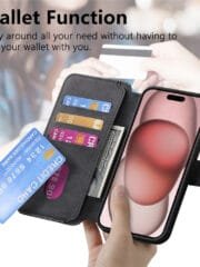 CASENEO MW-03 For iPhone 15 Case Magnetic Detachable Wallet Leather Flip Phone Cover by The Case Factory