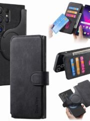CASENEO For Samsung Galaxy S24 Ultra Magnetic Case Detachable Wallet Leather Phone Flip Cover Black Samsung Galaxy S24 Ultra by The Case Factory