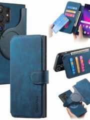 CASENEO For Samsung Galaxy S24 Ultra Magnetic Case Detachable Wallet Leather Phone Flip Cover Dark Blue Samsung Galaxy S24 Ultra by The Case Factory