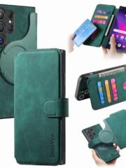 CASENEO For Samsung Galaxy S24 Ultra Magnetic Case Detachable Wallet Leather Phone Flip Cover Green Samsung Galaxy S24 Ultra by The Case Factory