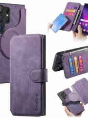 CASENEO For Samsung Galaxy S24 Ultra Magnetic Case Detachable Wallet Leather Phone Flip Cover Purple Samsung Galaxy S24 Ultra by The Case Factory