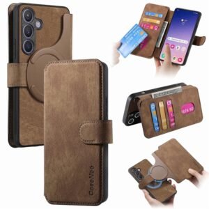 CASENEO For Samsung Galaxy S24 Magnetic Case Detachable Wallet Leather Phone Cover Brown Samsung Galaxy S24 by The Case Factory