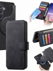 CASENEO For Samsung Galaxy S24 Magnetic Case Detachable Wallet Leather Phone Cover Black Samsung Galaxy S24 by The Case Factory
