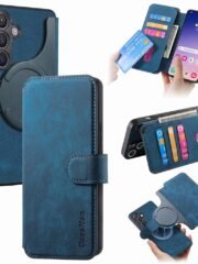 CASENEO For Samsung Galaxy S24 Magnetic Case Detachable Wallet Leather Phone Cover Dark Blue Samsung Galaxy S24 by The Case Factory